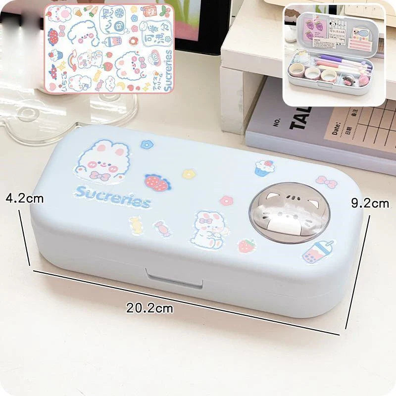Kawaii Pastel Animal Cuties Double Tiered Pencil Case